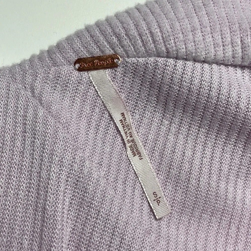 Free People frost lavender cross-over ribbed knit top Size S - Picture 6 of 8